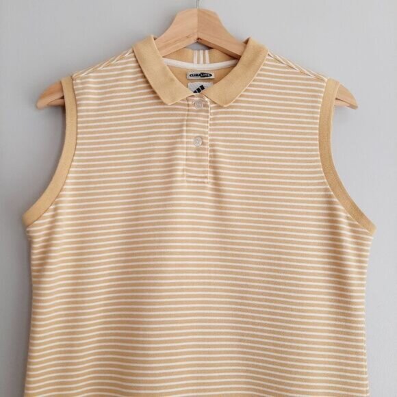 ADIDAS | ClimaLite Golf Tailored Fit Classic Sleeveless Polo Shirt Stripe Sz L - Picture 2 of 11